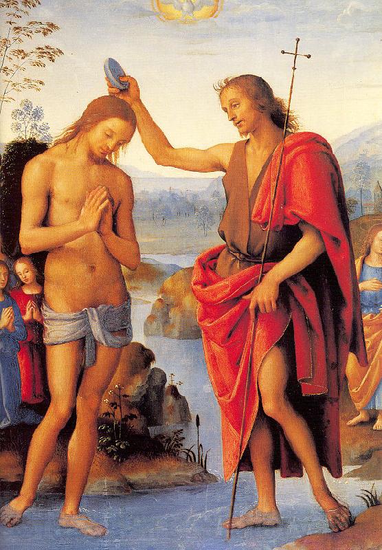PERUGINO, Pietro The Baptism of Christ Spain oil painting art